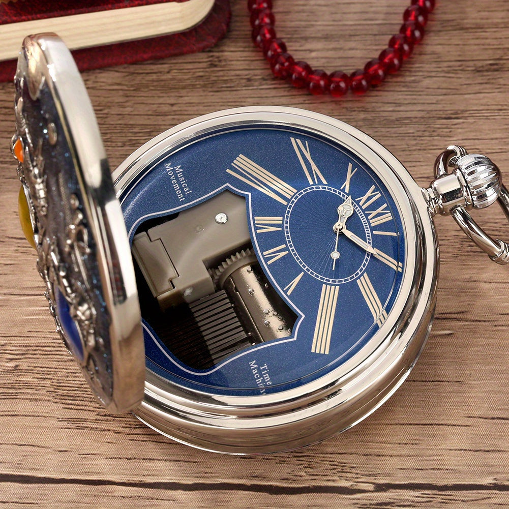 Space Series Music Pocket Watch Original Men Quartz Chain Clock Women Music Necklace Watches Unique Couples Collectibles Gift