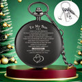 To My Son Quartz Analog Pocket Watches With Dad Tool Keychain Encourage Message Best Gifts For Birthday/Graduation/Xmas