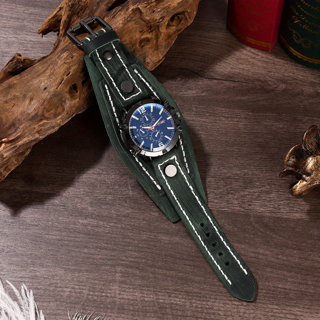Retro PU Leather Watch Bracelet, Versatile and Fashionable for Men and Women, Hip-hop PU Leather Bracelet Watch Gift