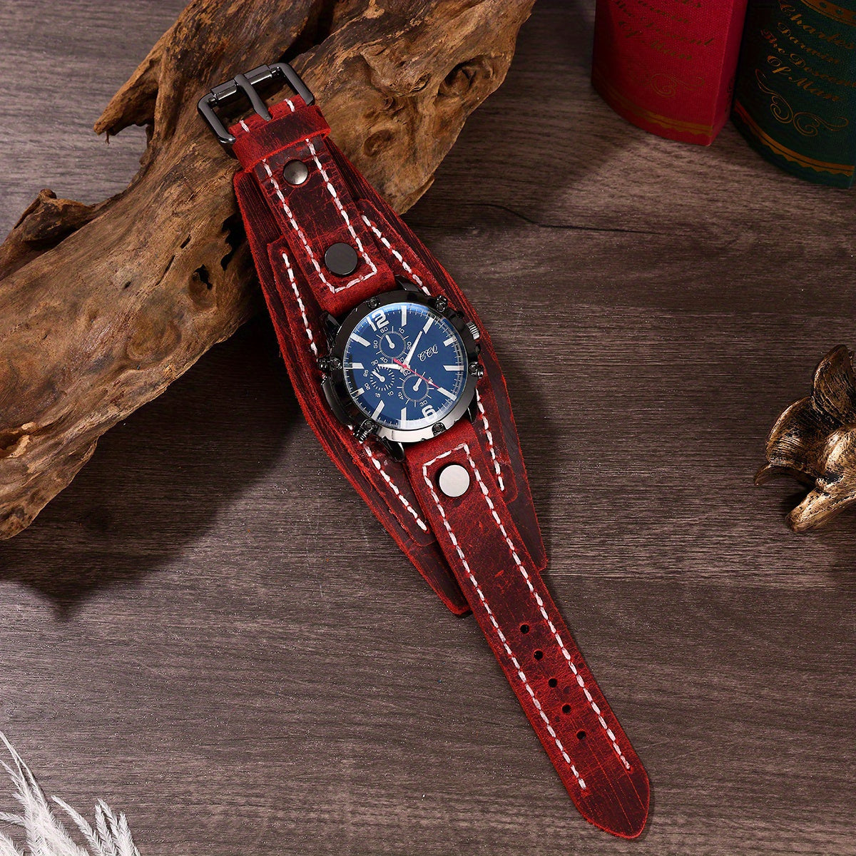 Retro PU Leather Watch Bracelet, Versatile and Fashionable for Men and Women, Hip-hop PU Leather Bracelet Watch Gift