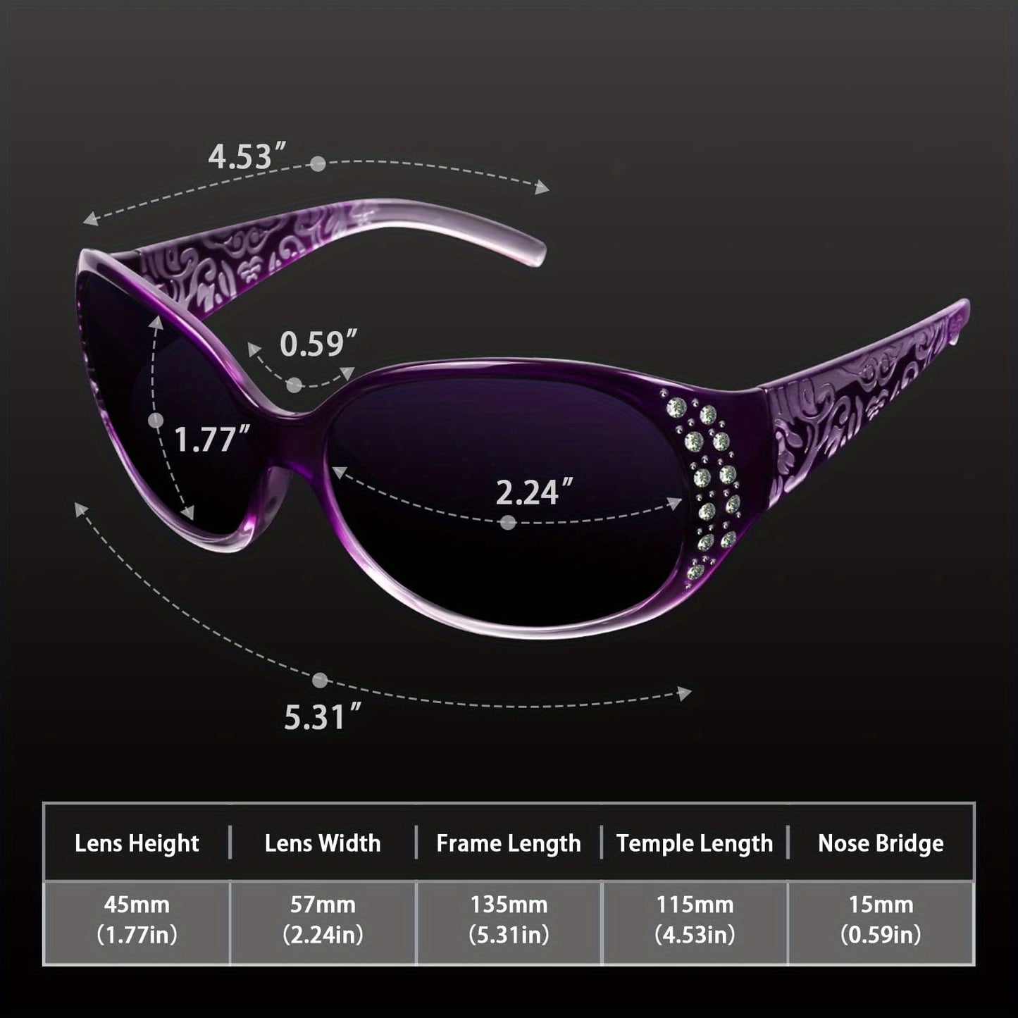 Polarized Wrap Around Sunglasses for Women Rhinestone UV400 Protection Oversized Shield Lens Fashion Eyewear Anti-Glare Driving Glasses
