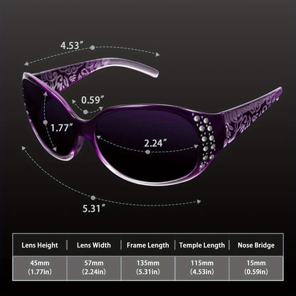 Polarized Wrap Around Sunglasses for Women Rhinestone UV400 Protection Oversized Shield Lens Fashion Eyewear Anti-Glare Driving Glasses