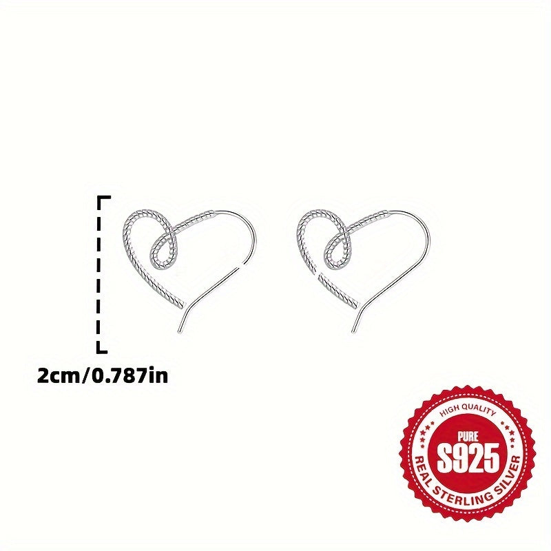S925 Sterling Silver Twisted Heart-Shaped Hoop Earrings for Women, Perfect for Everyday Use And Special Occasions Like Valentine'S Day And Mother'S Day, Weighing 2.4G Or 0.08Oz