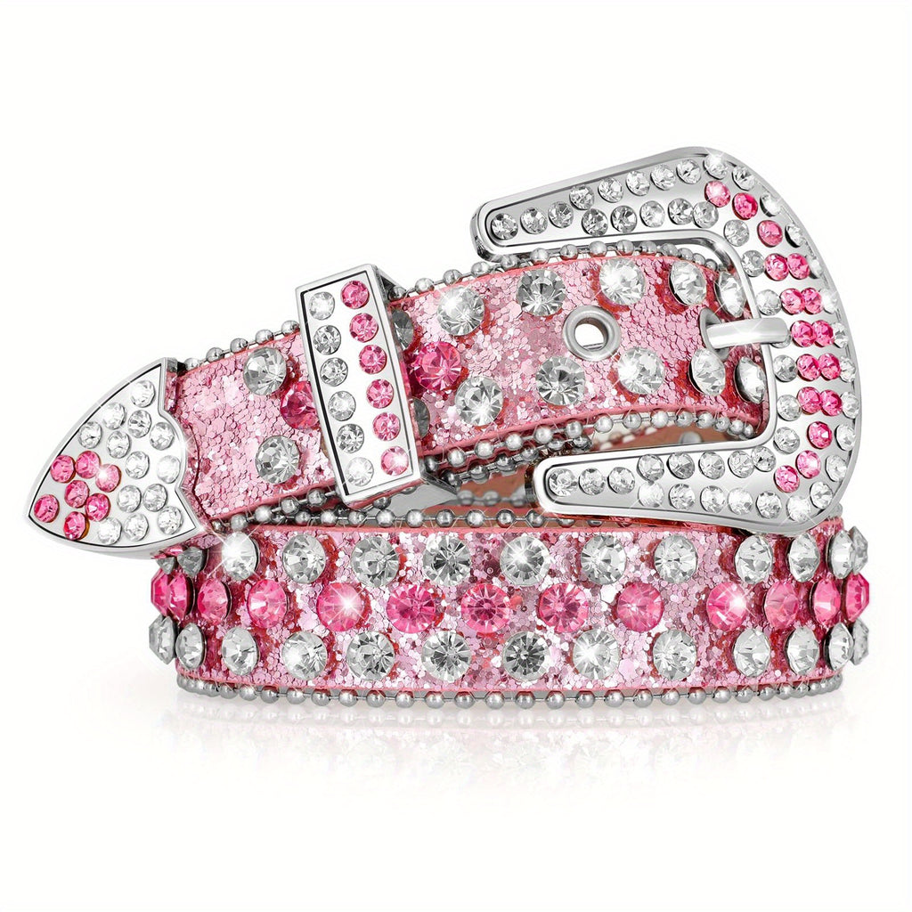 1pc Women's Polka Dot Rhinestone Belt - Red PU with Shiny Alloy Buckle, Casual Street Style Accessory | Wet Wipe Clean | Fashion Gift for School or Halloween
