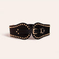 Women'S Elastic Vintage Belt Elastic Vintage Wide Belt Wine Rivet Wide Women'S Elegant Belt Fashionable