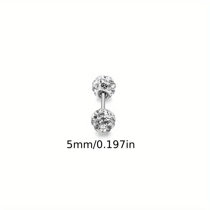 4pcs Set of 925 Sterling Silver Earrings with Spherical Design and Synthetic Zirconia Inlay, Fashionable Style Jewelry Gift for Ladies