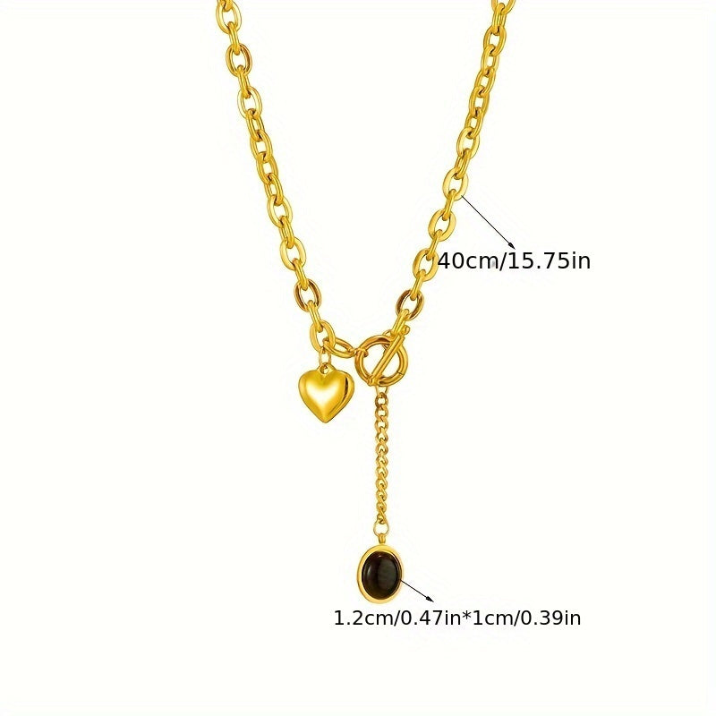 Set of 2 316L 316L Stainless Steel Necklaces Featuring a Thick Chain And Oval Pendant, Perfect for Exquisite Gifts. Ideal for Daily Wear, Parties, And As Trendy Presents for Friends And Family, Packaged in an OPP Bag