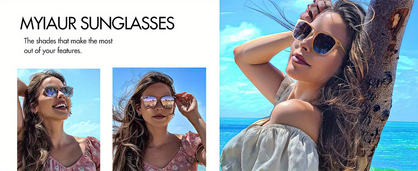 Polarized Sunglasses Women Mirrored Lens Large Oversized Frame UV Protection Trendy Fashion Shades Multiple Colors Brown Pink Gray Tortoiseshell Green Blue