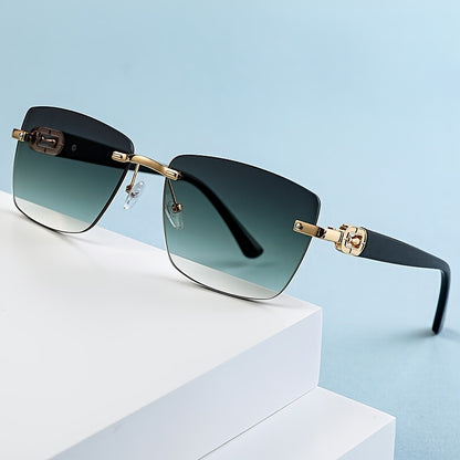 Square Frameless Sunglasses Unisex Trendy Fashion Eyewear Clear Vision UV Protection Beach Vacation Travel Outdoor Men Women Green Blue Brown Summer