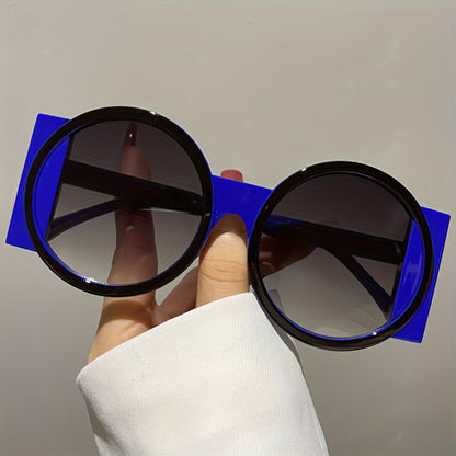 Color Block Round Sunglasses Unisex Retro Minimalist Fashion Glasses for Beach Vacation Travel Cruise Summer Colorful Trendy Eyewear Green Orange Red Blue Black Tea