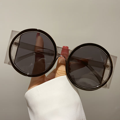 Color Block Round Sunglasses Unisex Retro Minimalist Fashion Glasses for Beach Vacation Travel Cruise Summer Colorful Trendy Eyewear Green Orange Red Blue Black Tea