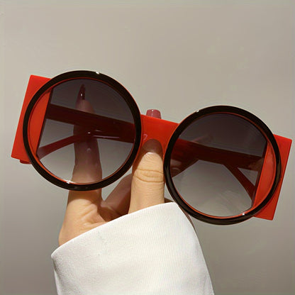 Color Block Round Sunglasses Unisex Retro Minimalist Fashion Glasses for Beach Vacation Travel Cruise Summer Colorful Trendy Eyewear Green Orange Red Blue Black Tea