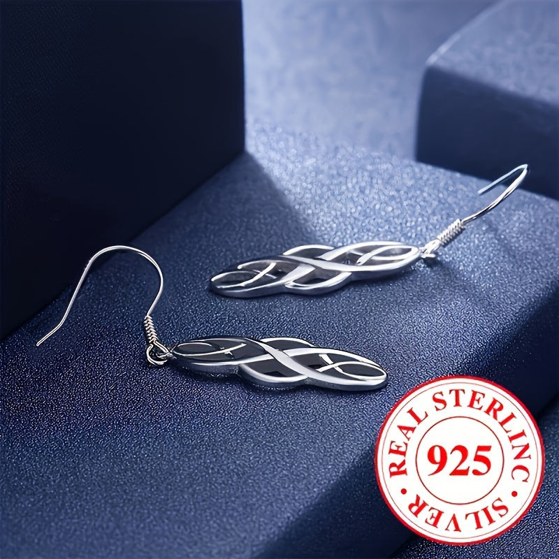 3 Pairs Sterling 925 Silver Hypoallergenic Ear Jewelry Hollow Celtic Knot Design Dangle Earrings Elegant Simple Style Daily Casual