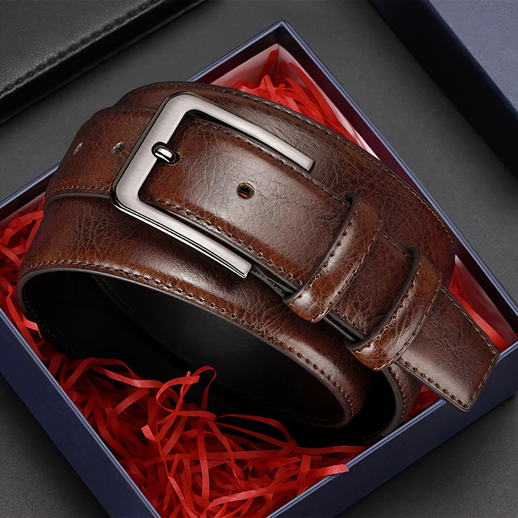 2pcs Men'S Leather Pin Buckle Casual Retro Leather Belt Youth Jeans Belt, Father'S Day Giftvalentine'S Day