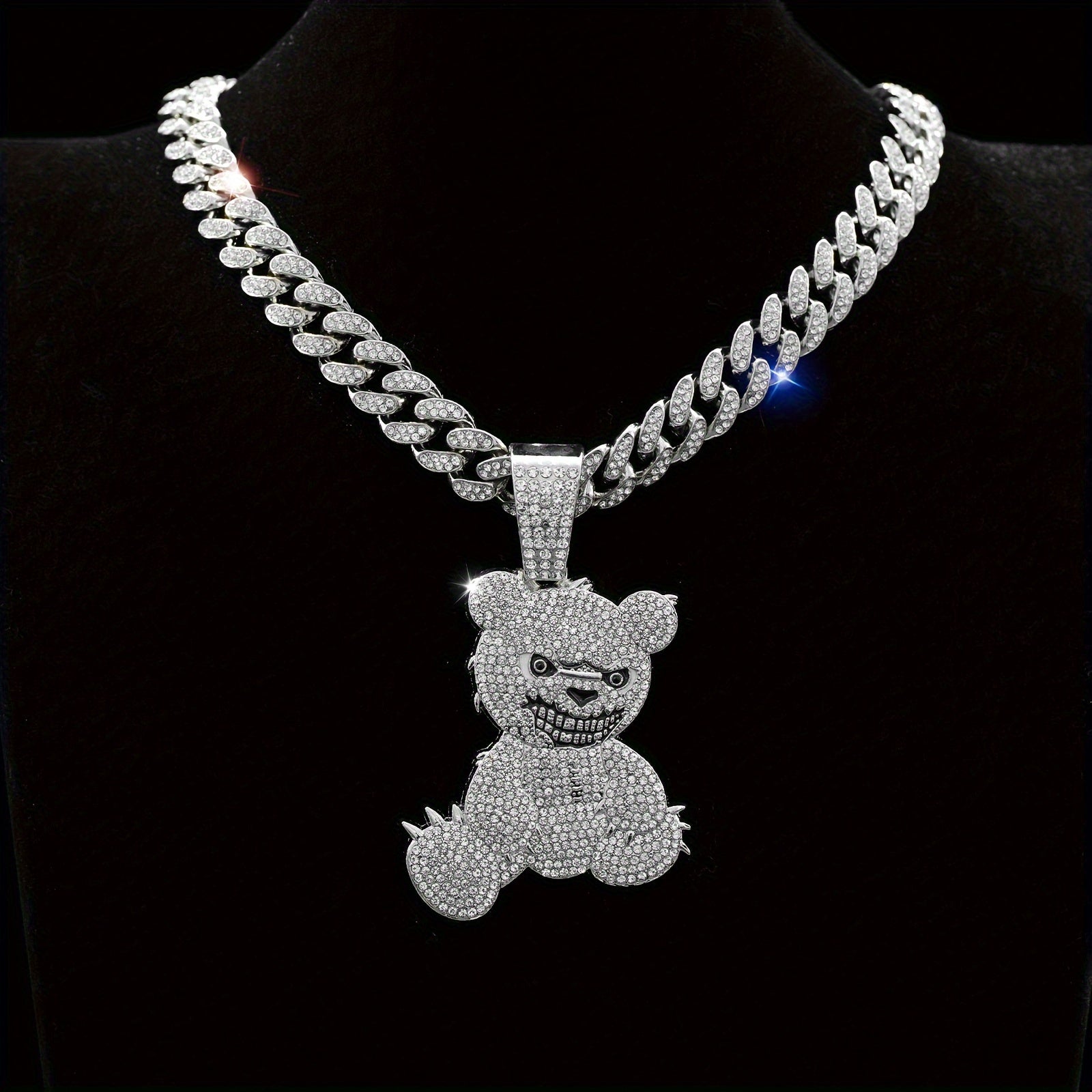 The Hip-hop Bear Pendant 925 is perfect for daily wear at parties, music festivals and gatherings