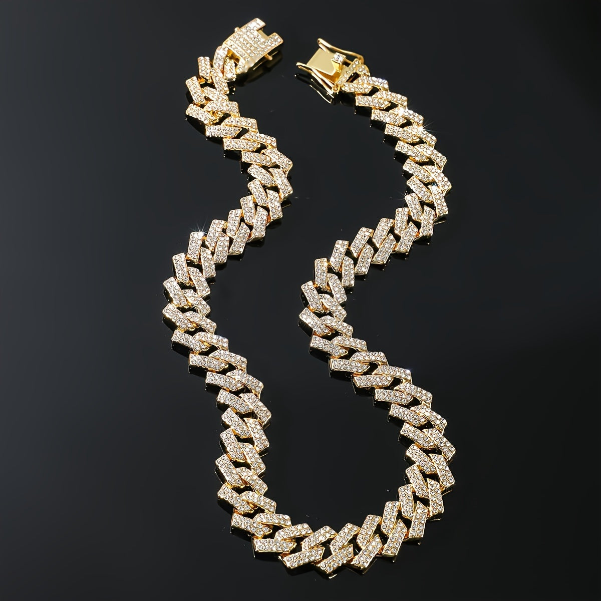 Hip Hop Men Cuban Chain Necklace Men's Luxury Hip Hop Shiny Synthetic Zirconium Oxide Cuban Chain Miami Necklace for Women Men Christmas Thanksgiving Valentine's Day Birthday Gift