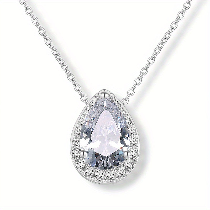 3Carats Water Drop Moissanite Pendant Necklaces for Women, Moissanite Pendant, 925 Sterling Silvery Drop Necklaces, Bridal Set Jewelry Gifts for Women, Christmas Gifts