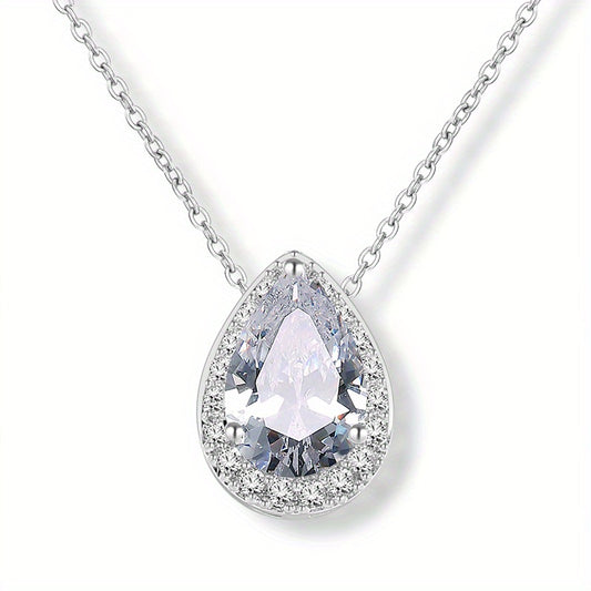 3Carats Water Drop Moissanite Pendant Necklaces for Women, Moissanite Pendant, 925 Sterling Silvery Drop Necklaces, Bridal Set Jewelry Gifts for Women, Christmas Gifts