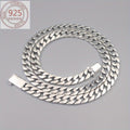 A 925 Sterling Silver Cuban Chain Necklace, Suitable for Men, Width 10Mm, Length 20-24 Inches, Anti-Allergic Sports-Themed Jewelry, Stylish Pendant-Free Design
