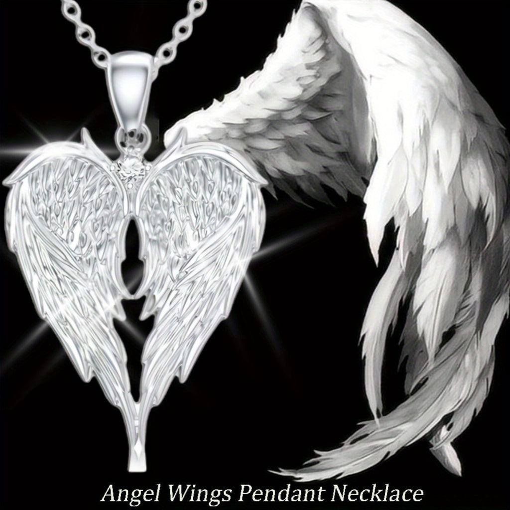 A Pair of Stylish And Elegant Angel Wings Heart-Shaped Love Pendant Earrings, Or a Heart-Shaped Pendant Necklace, Exquisite Holiday Birthday Party Memorabilia Gifts, Christmas Valentine'S Day Mother'S Day Presents, Jewelry Accessories