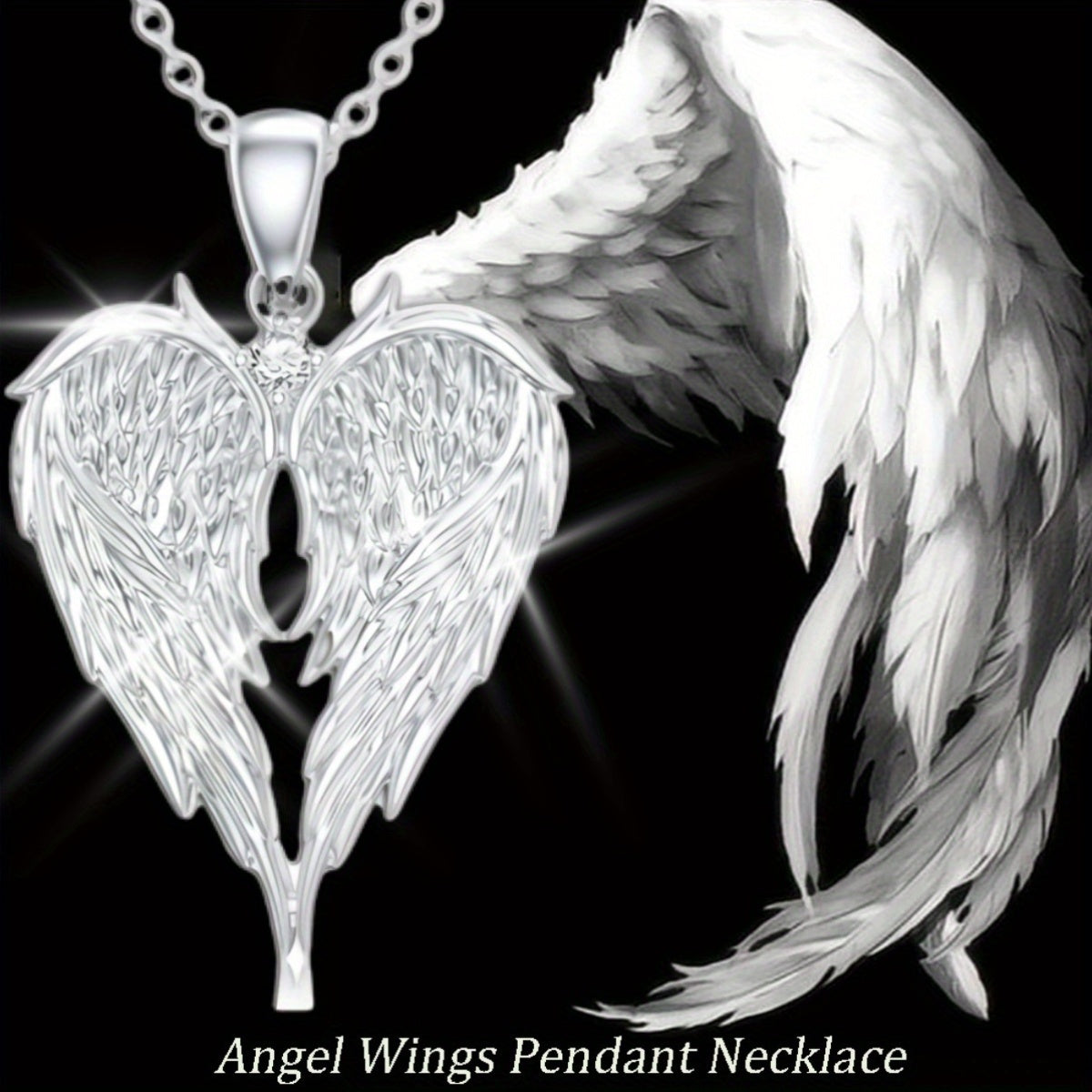 A Pair of Stylish And Elegant Angel Wings Heart-Shaped Love Pendant Earrings, Or a Heart-Shaped Pendant Necklace, Exquisite Holiday Birthday Party Memorabilia Gifts, Christmas Valentine'S Day Mother'S Day Presents, Jewelry Accessories