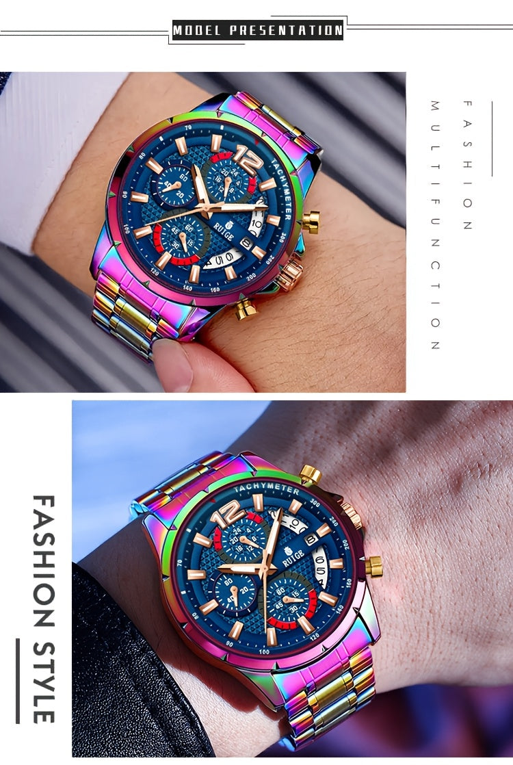 RUIGE Trendy And Fashionable Quartz Women's Watch, Date Display with Fashionable Night Light Function, Trendy And Cool Design Appearance, Vibrant And Colorful Colors for Women's Party Gifts N3-3