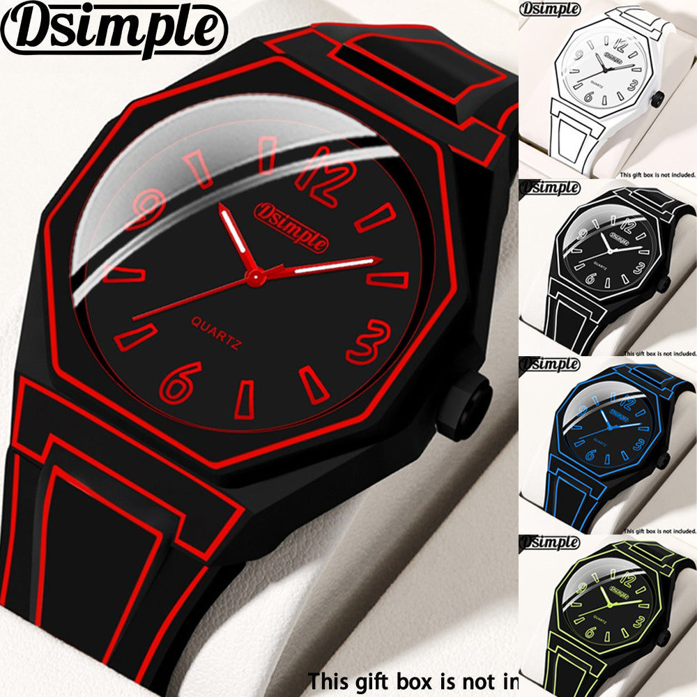 Silicone Strap Watch Unisex Creative Round Dial Analog Quartz Wristwatch, Fashion Casual Outdoor Sport Watch for Men Women Students, Available in White Blue Red Black