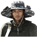 [For Fishing & Outdoor] Wide-Brimmed Sun Hat With Solar Fan, Suitable For Men's Outdoor Activities Such As Fishing, Beach, Hiking, Etc.(US, One Size, Camouflage)