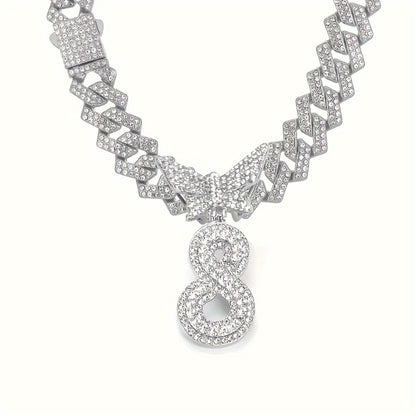 Cuban Link Chain Necklace - Initial Letter for Men Women - with Butterfly Alphabet Pendant A-Z, Gold & - product detail view