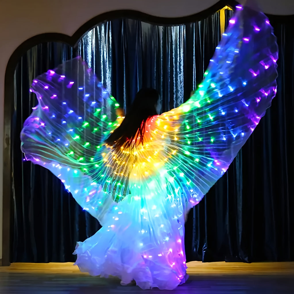 Wings And Cape Set with LED Lights - Vibrant Glowing Apparel Perfect for Halloween, Christmas, Thanksgiving Celebrations, Stage Shows, And Carnivals. Foldable Design (Batteries Not Included)