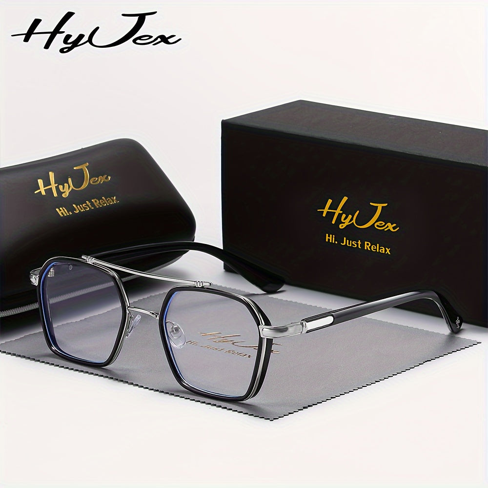 Blue Light Blocking Glasses – Trendy Double Beam Metal Frame Non-Prescription Plain Eyeglasses, Lightweight Unisex Fashion Eyewear for Men & Women, Computer Screen & Daily Wear