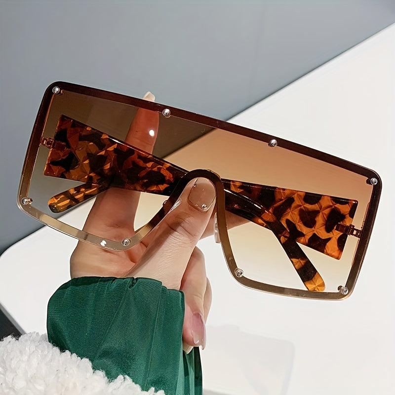 Large Frame Glasses Women Wide Brim Rhinestone Edge Accent Fashion Eyewear Elegant Statement Glasses Casual Party Daily Wear Black Gray Blue Pink Purple Tea Transparent
