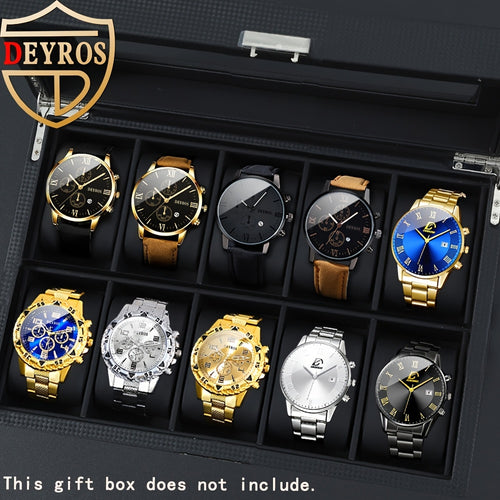 10pcs/ set Men Watches Sets, Casual Watches for Men Analog Alloy & Faux Leather Quartz Mens Watches, Multiple Color Men Watch, Ideal Choice for Gifts Wrist Watch, Reloj Para Hombre.