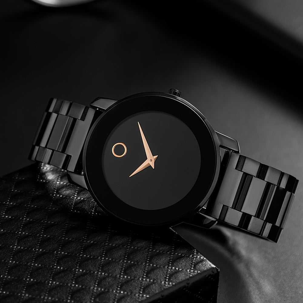 Ultra-Thin Minimalist Men's Watch | Stainless Steel Quartz Wristwatch with Round Dial, Slim Business Dress Watch for Men in Gold, Silver & Black