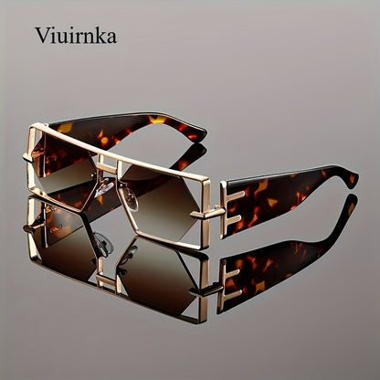 Oversized Square Sunglasses UV400 Hollow Metal Frame - PC Lens Trendy Exaggerated Fashion Eyewear Women Men Beach Vacation Travel 4 Colors