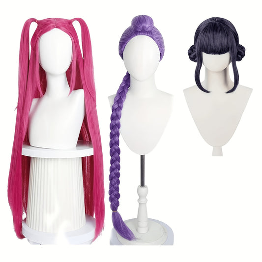 An Anime Group Costume - Available in Black-purple, Rose Red, and Purple. This Korean Pop Idol Outfit Requires No Sewing or Gluing, Featuring a Signature Dance Pose Guide Design. Perfect for Halloween Parties, Fan Gatherings, and Stylish Cosplay
