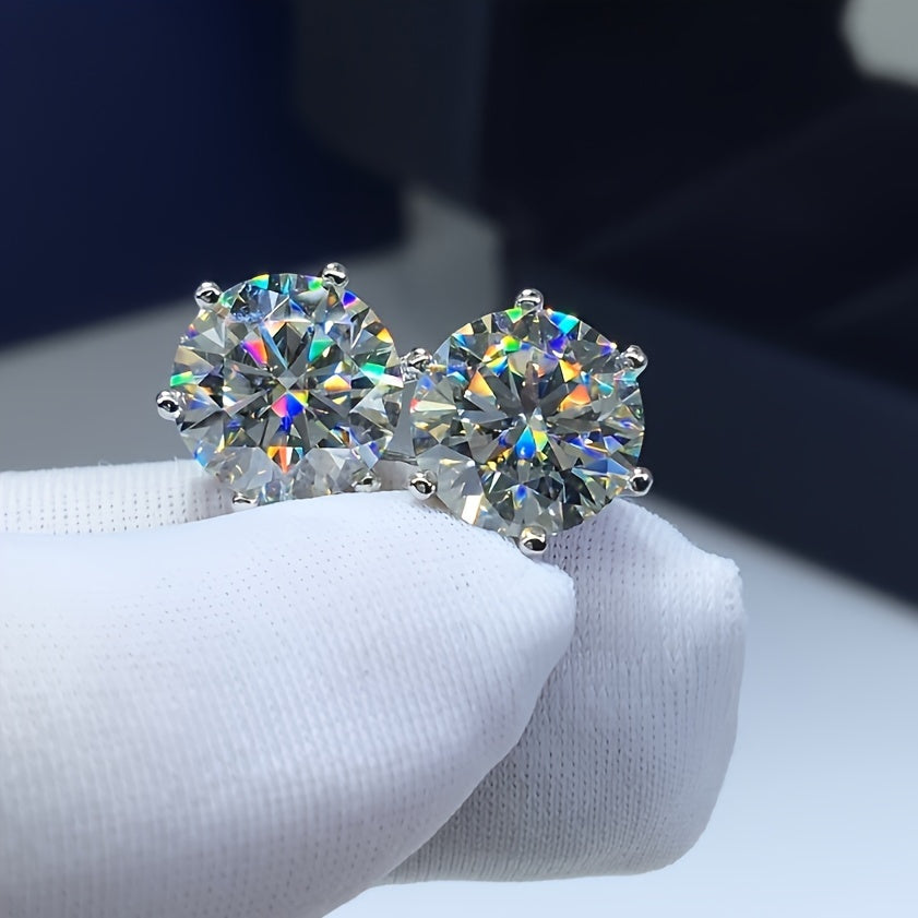 [Christmas Gifts] 0.5-3 Ct Moissanite Stud Earrings, 925 Sterling Silver, High Quality Christmas Gifts, Total Weight of The Product (1.39G)