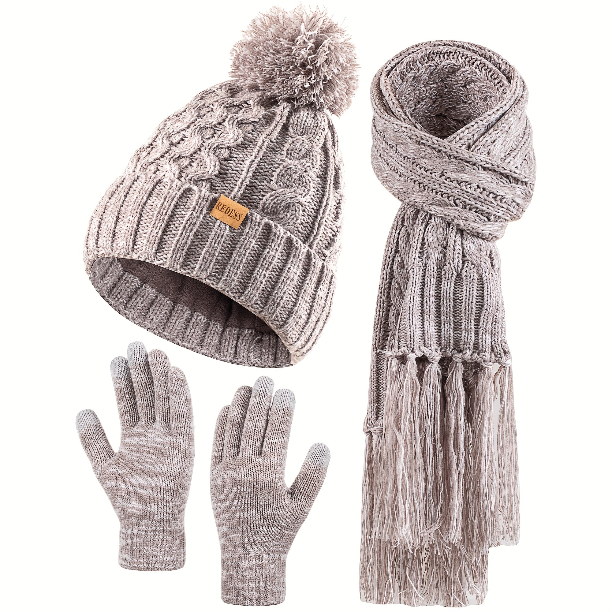 Winter Warm Hat Scarf Cap Gloves Set New Year Gift for Women, Valentine's Day Gift, Winter Clothing