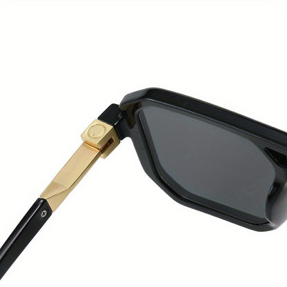 Retro Square Sunglasses UV400 Oversized Frame - Tortoiseshell Arms Unisex Fashion Shades Women Men Travel Beach Daily Wear with Case 6 Colors