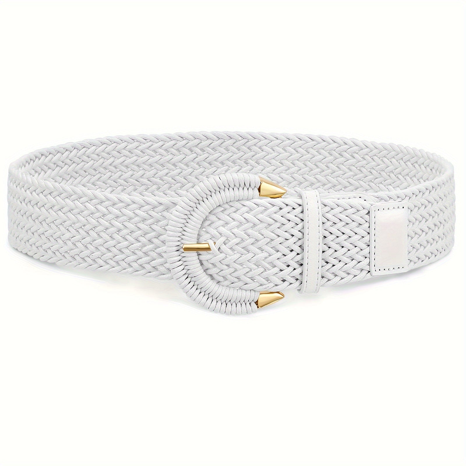 Women'S Braided Rattan Wide Belt Waist Belt with Half-Circle Buckle for Summer Dress Jeans Pants