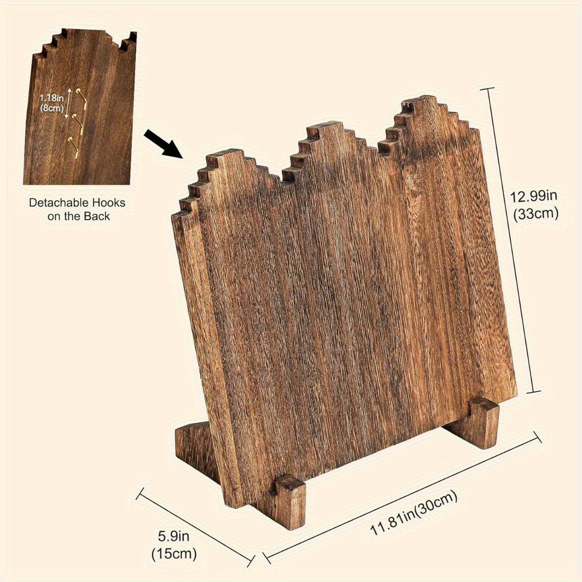 Wooden Jewelry Display Stand - Vertical Organizer for Necklaces, Perfect for Craft Fairs And Home Decoration, Durable Wood End, Stable Base, Necklace Organizer for Vendors | Rustic Wooden Showcase | Crafted from Wood