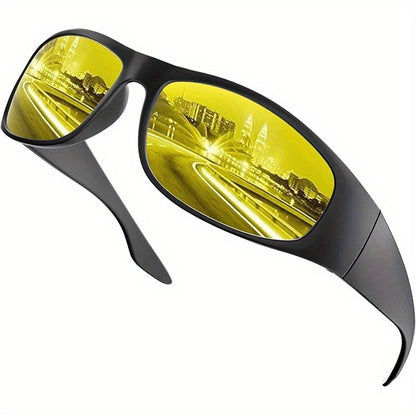 Polarized Wrap Around Sunglasses Super Dark Lens Lightweight Glossy Matte Frame Black Blue Yellow UV Protection Driving Outdoor Sports Men Women
