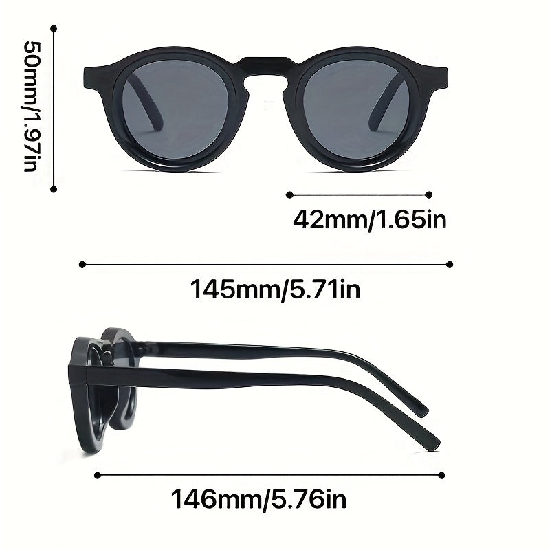 Round Sunglasses Gradient Lens Retro Oversized – UV400 Vintage Eyewear for Men & Women, Minimalist Fashion Shades for Beach Travel Daily Wear, Includes Case & Cleaning Cloth, 4 Colors