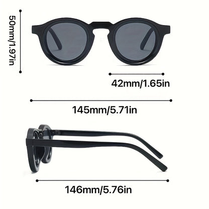 Round Sunglasses Gradient Lens Retro Oversized – UV400 Vintage Eyewear for Men & Women, Minimalist Fashion Shades for Beach Travel Daily Wear, Includes Case & Cleaning Cloth, 4 Colors