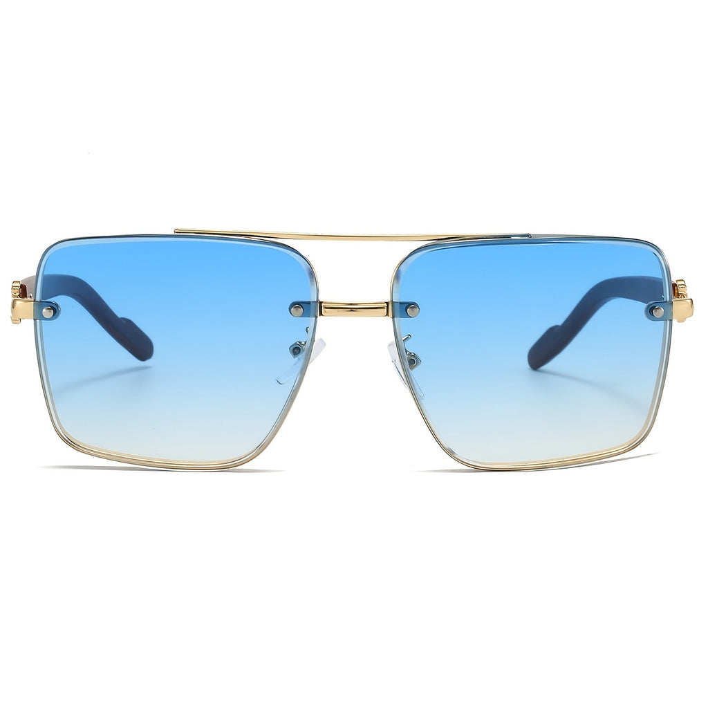 Unisex Square -Bridge Sunglasses - Premium Woodgrain UV400 AC Lenses with Lightweight PC Frame - Luxe Retro Style for Driving/Travel/Street Style - Includes Protection Case, Versatile for All Occasions