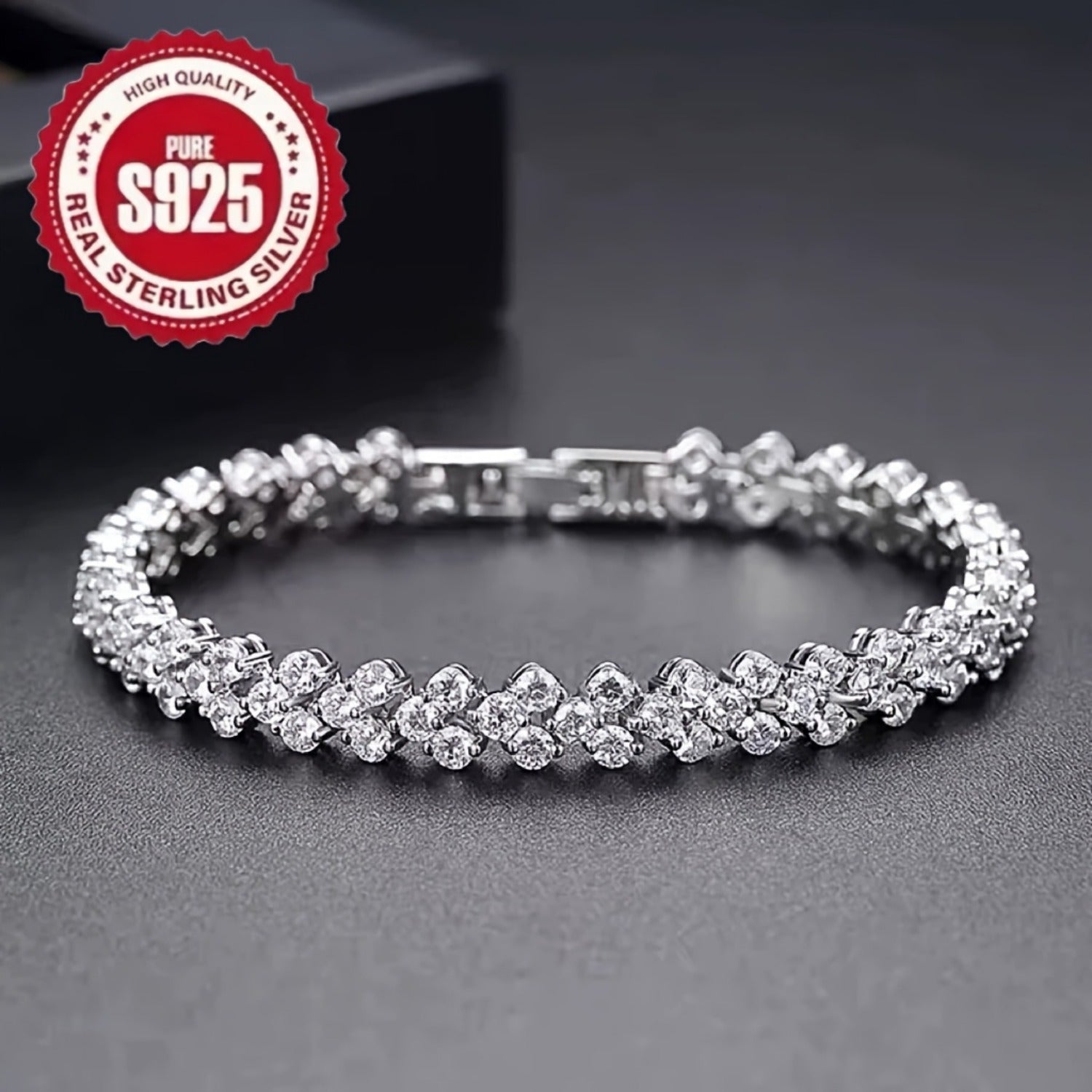 2pcs Women's 925 Silver Bracelet Set, S925 Love Synthetic Synthetic Zirconia Tennis Bracelet And Retro Multi Element Bracelet, Classic Retro Luxury Style, Analog Synthetic Synthetic Zirconia Mosaic, with Gift for Daily Wear, Total Weight
