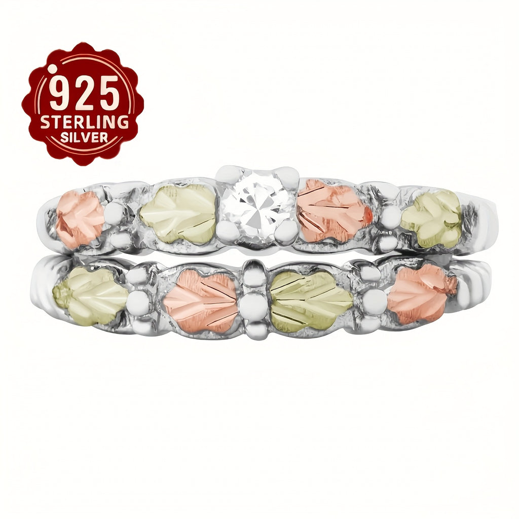 Stylish S925 Sterling Silver Ring Featuring a Leaf Motif And Synthetic Cubic Zirconia Inlay, Ideal for Everyday Use, Engagement Celebrations, Formal Events, And Holidays, Making It an Excellent Present for Daughters And Wives