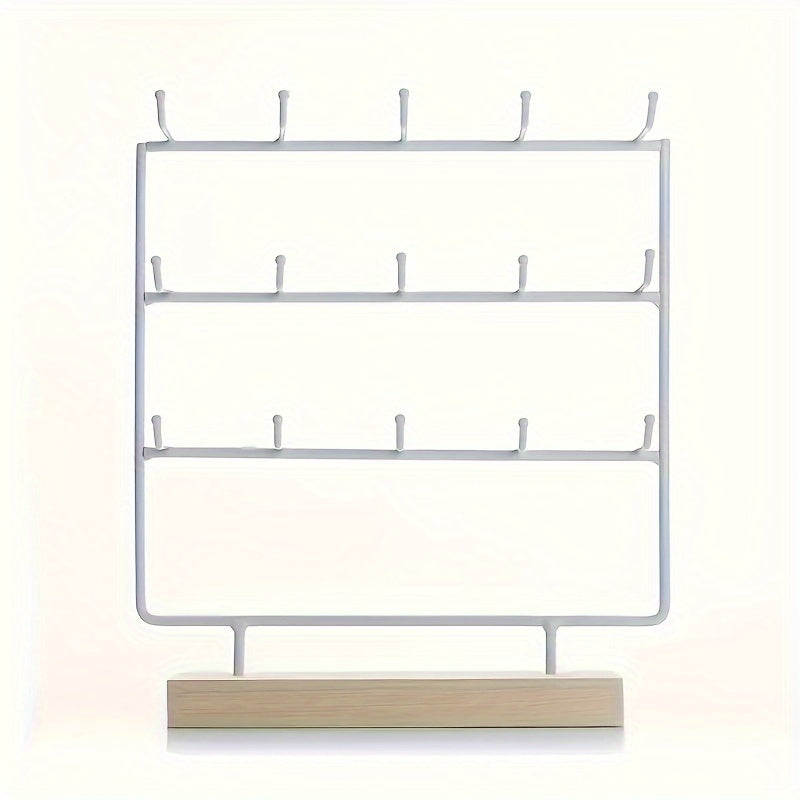 Earring Display Rack 15 Hook – Iron Art Jewelry Organizer Stand, Wall Hanging Earring Holder for Studs, Hoops & Dangles, Boutique Jewelry Storage
