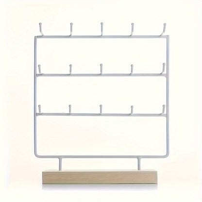 Earring Display Rack 15 Hook – Iron Art Jewelry Organizer Stand, Wall Hanging Earring Holder for Studs, Hoops & Dangles, Boutique Jewelry Storage
