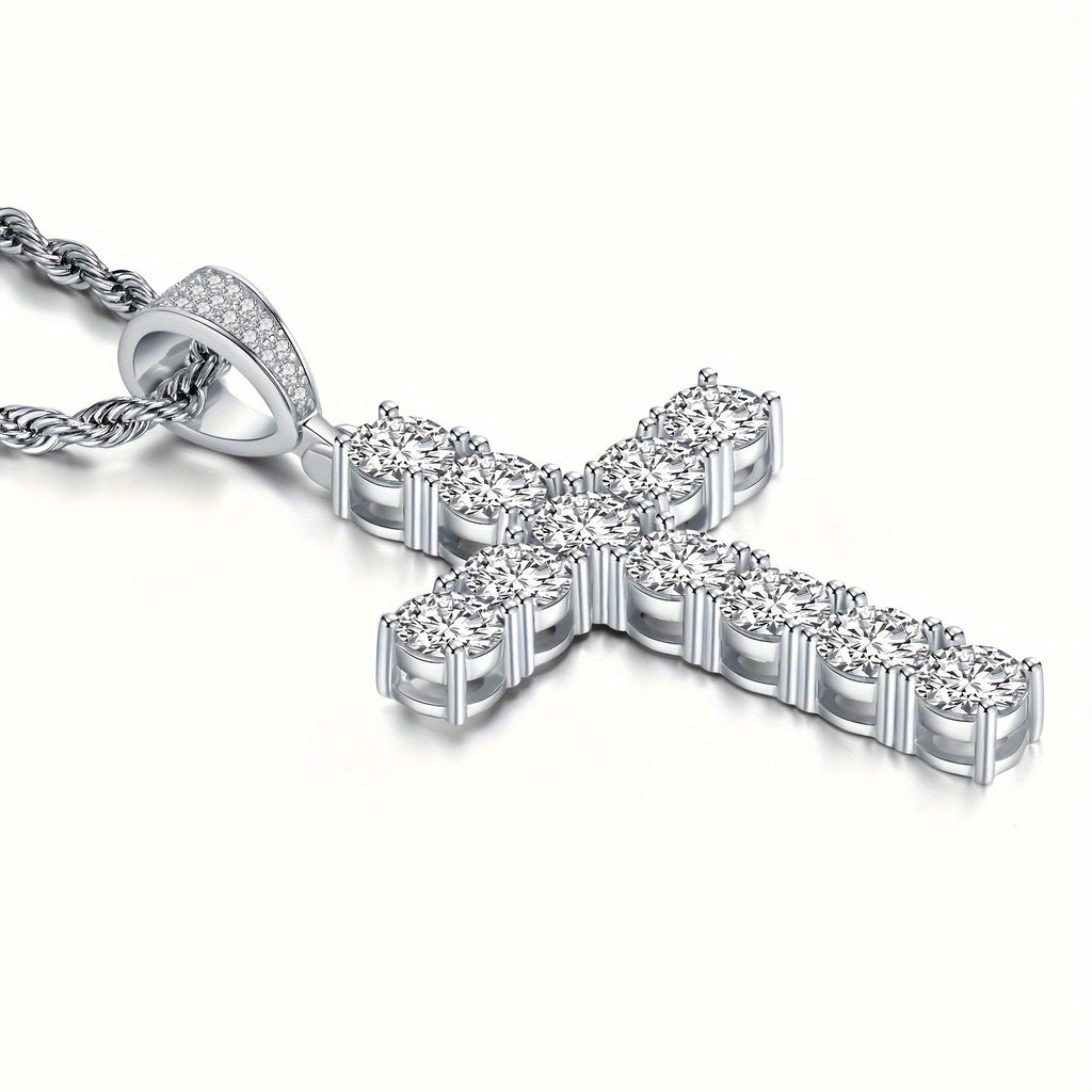 925 Silver Cross Pendant Necklace - Hypoallergenic, Luxurious, And Durable Men'S Jewelry - The Perfect Gift for Lovers, Friends, And Rappers, Suitable for Banquets, Parties, And Special Occasions